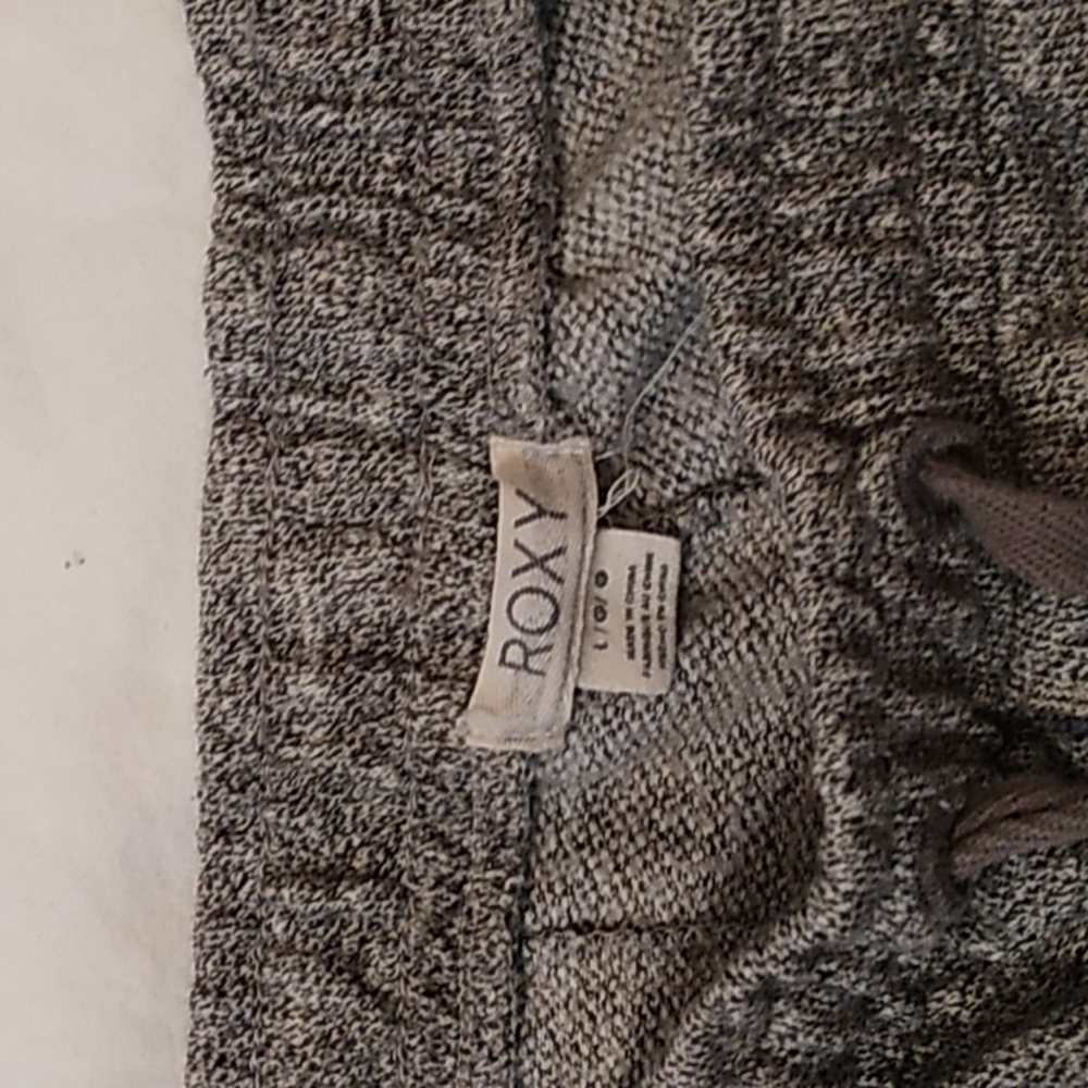 ROXY BUTTON FRONT ROLLED CUFF HEATHER GRAY COMFY PANTS - Picture 6 of 6